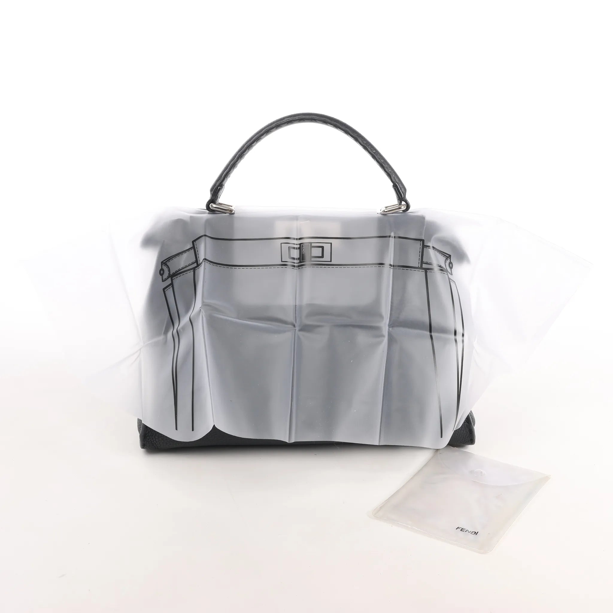 Fendi Peekaboo Regular Selleria Leather Handbag in Black 8BN226