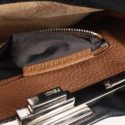 Fendi Peekaboo Regular Selleria Leather Handbag in Black 8BN226