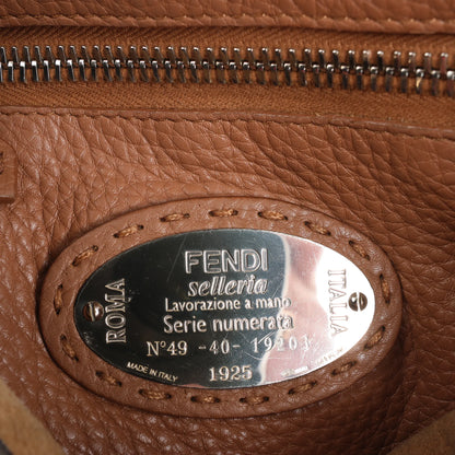 Fendi Peekaboo Regular Selleria Leather Handbag in Black 8BN226