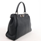 Fendi Peekaboo Regular Selleria Leather Handbag in Black 8BN226
