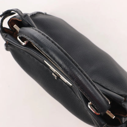 Fendi Peekaboo Regular Selleria Leather Handbag in Black 8BN226