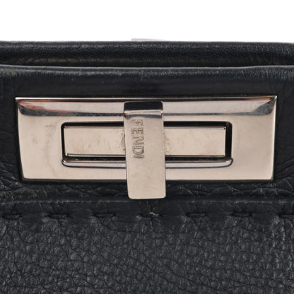 Fendi Peekaboo Regular Selleria Leather Handbag in Black 8BN226
