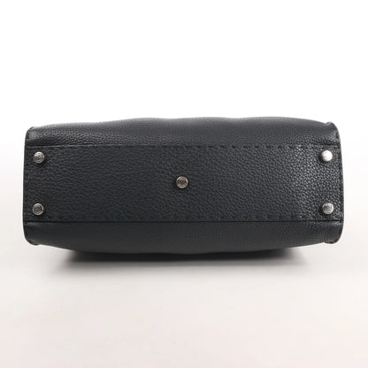 Fendi Peekaboo Regular Selleria Leather Handbag in Black 8BN226