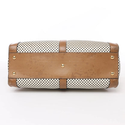 Fendi Peekaboo Regular Perforated Leather 2Way Handbag in Brown x Beige 8BN290
