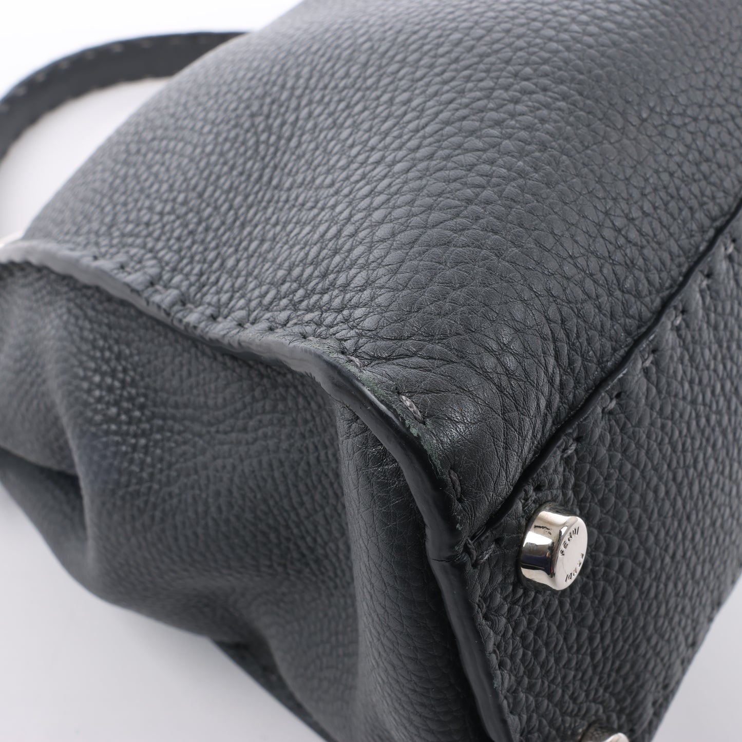Fendi Peekaboo Regular Selleria Leather 2Way Handbag in Gray 8BN226