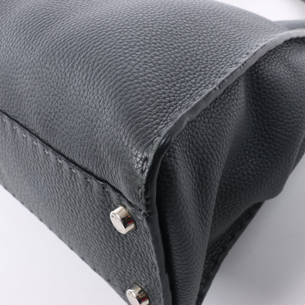 Fendi Peekaboo Regular Selleria Leather 2Way Handbag in Gray 8BN226