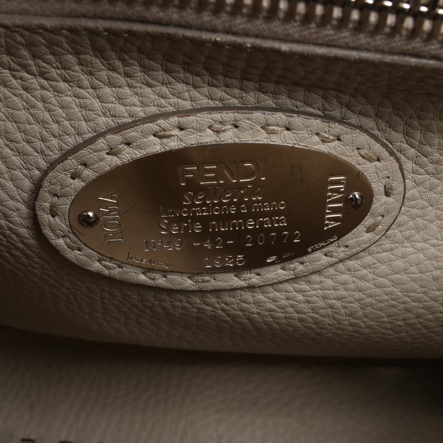 Fendi Peekaboo Regular Selleria Leather 2Way Handbag in Gray 8BN226