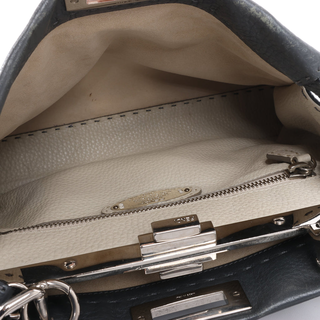 Fendi Peekaboo Regular Selleria Leather 2Way Handbag in Gray 8BN226