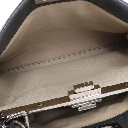 Fendi Peekaboo Regular Selleria Leather 2Way Handbag in Gray 8BN226