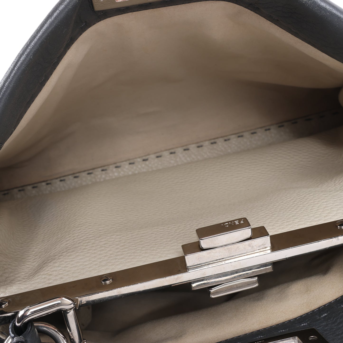 Fendi Peekaboo Regular Selleria Leather 2Way Handbag in Gray 8BN226