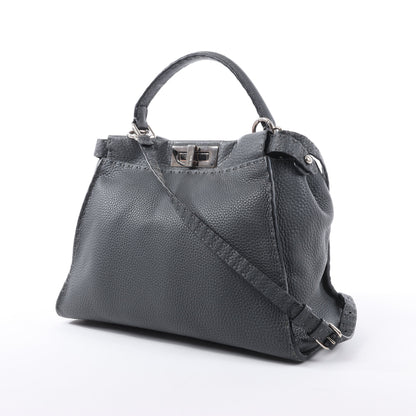 Fendi Peekaboo Regular Selleria Leather 2Way Handbag in Gray 8BN226