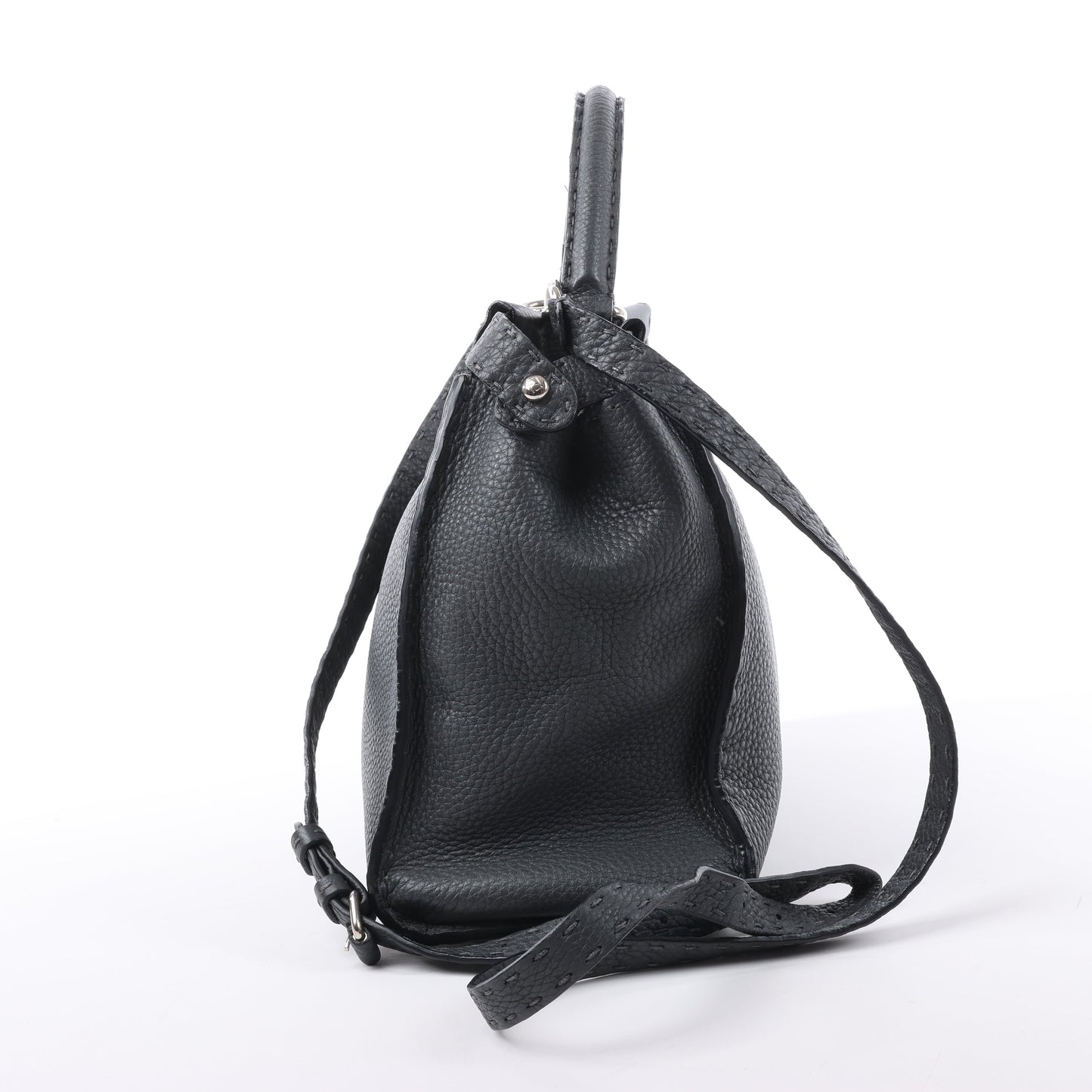 Fendi Peekaboo Regular Selleria Leather 2Way Handbag in Gray 8BN226