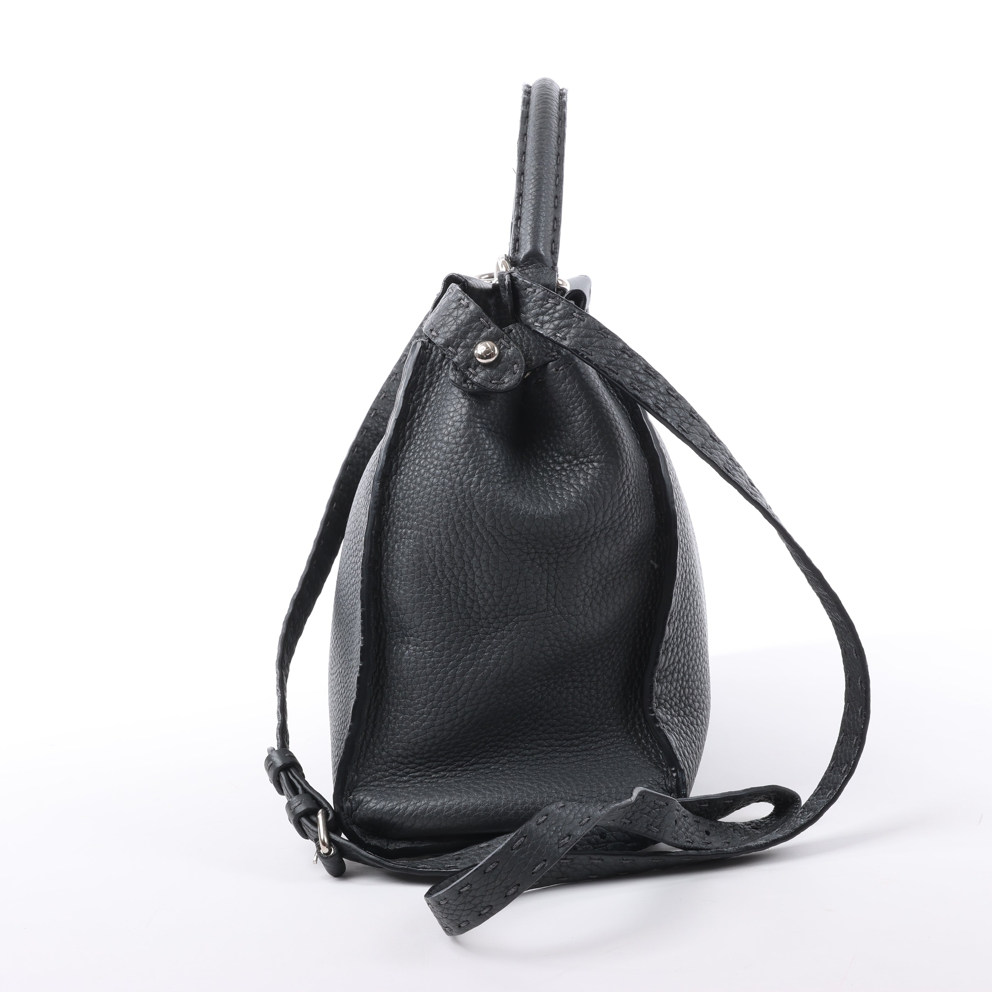 Fendi Peekaboo Regular Selleria Leather 2Way Handbag in Gray 8BN226