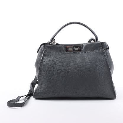Fendi Peekaboo Regular Selleria Leather 2Way Handbag in Gray 8BN226