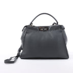Fendi Peekaboo Regular Selleria Leather 2Way Handbag in Gray 8BN226