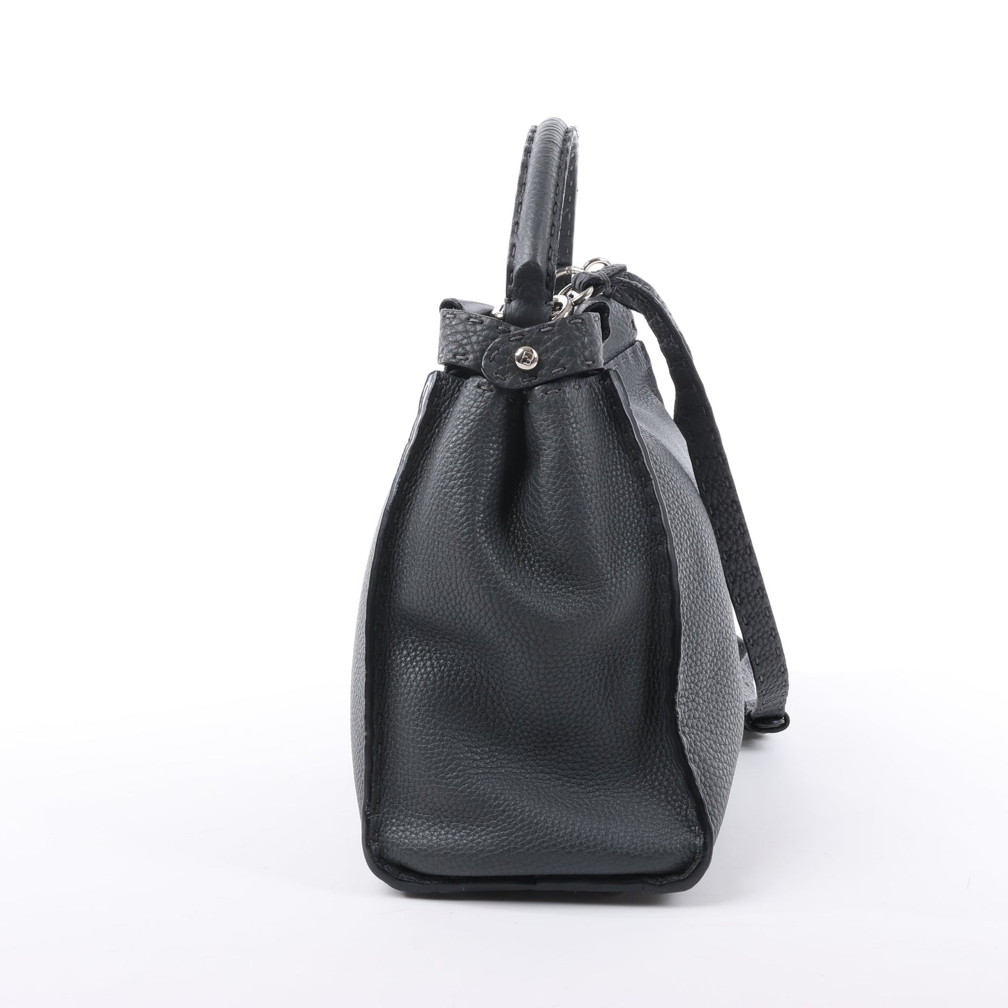 Fendi Peekaboo Regular Selleria Leather 2Way Handbag in Gray 8BN226