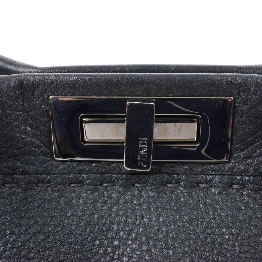 Fendi Peekaboo Regular Selleria Leather 2Way Handbag in Gray 8BN226