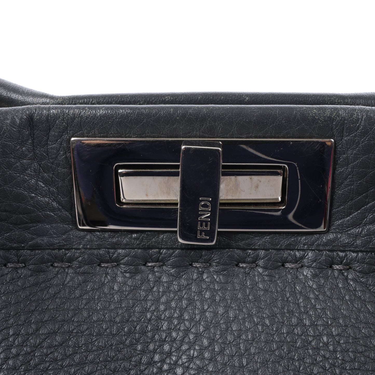 Fendi Peekaboo Regular Selleria Leather 2Way Handbag in Gray 8BN226