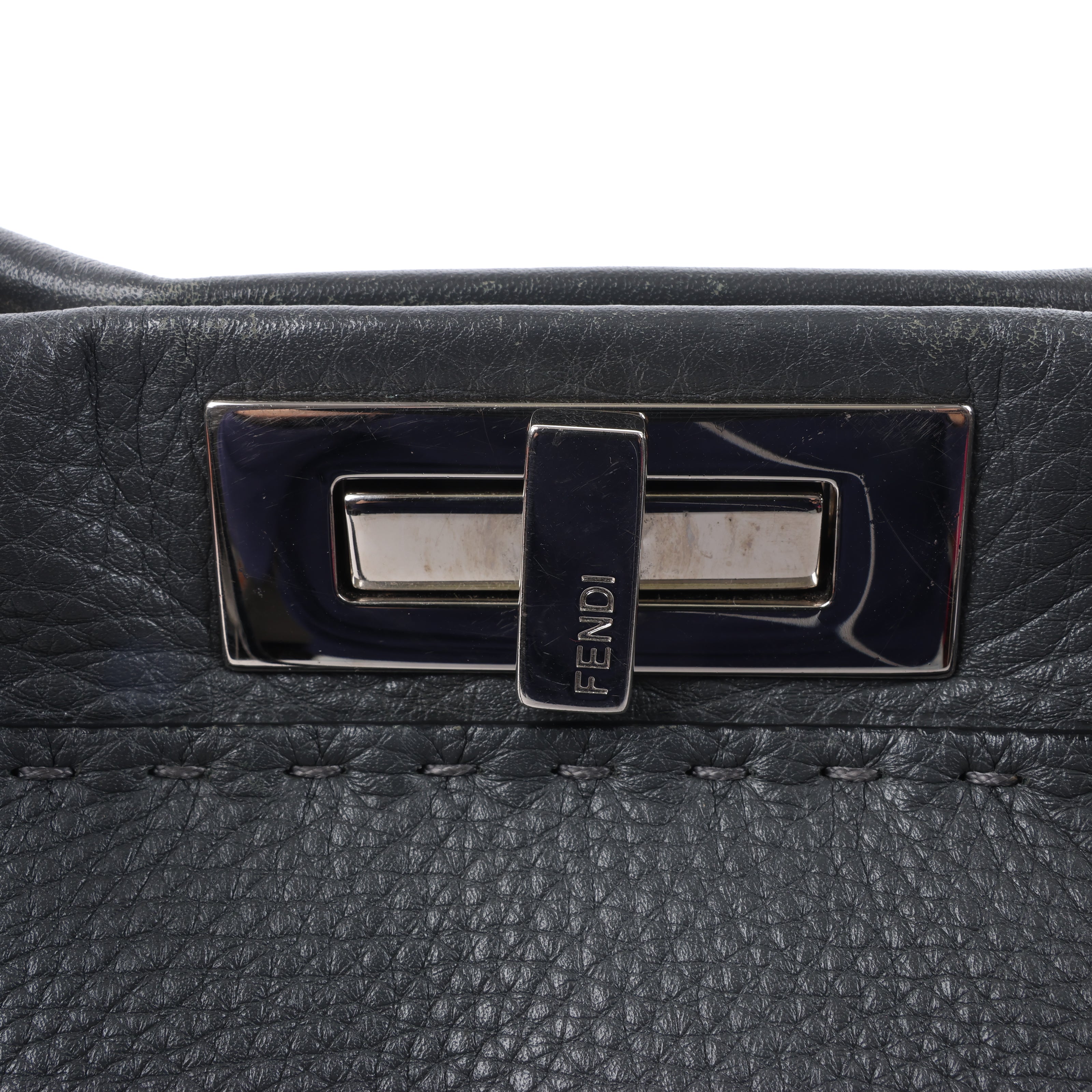 Fendi Peekaboo Regular Selleria Leather 2Way Handbag in Gray 8BN226