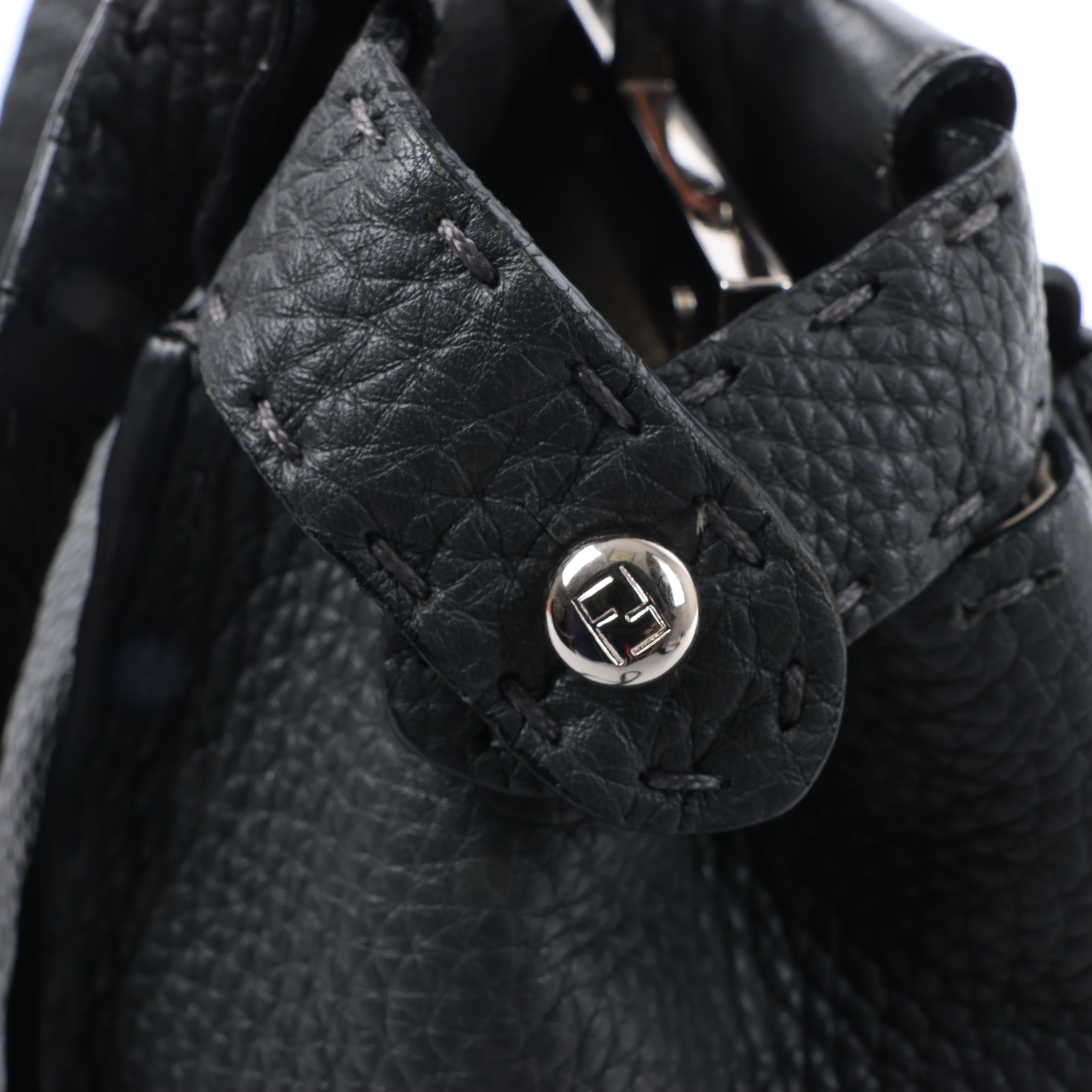 Fendi Peekaboo Regular Selleria Leather 2Way Handbag in Gray 8BN226