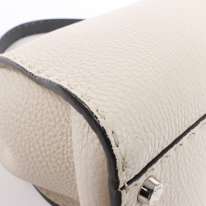 Sac à main Fendi Peekaboo Regular Selleria en cuir beige 8BN290