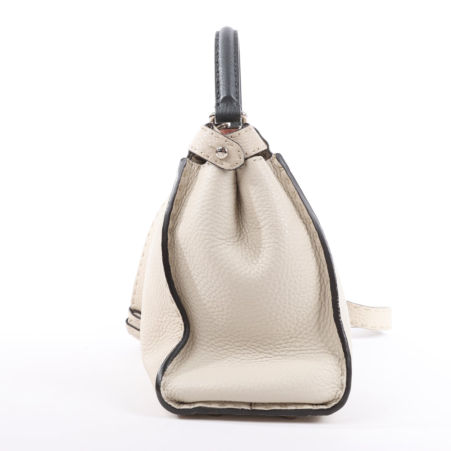 Sac à main Fendi Peekaboo Regular Selleria en cuir beige 8BN290