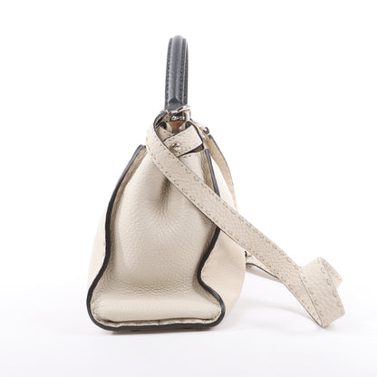 Sac à main Fendi Peekaboo Regular Selleria en cuir beige 8BN290
