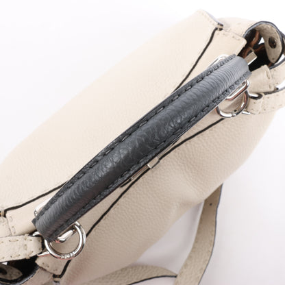 Sac à main Fendi Peekaboo Regular Selleria en cuir beige 8BN290