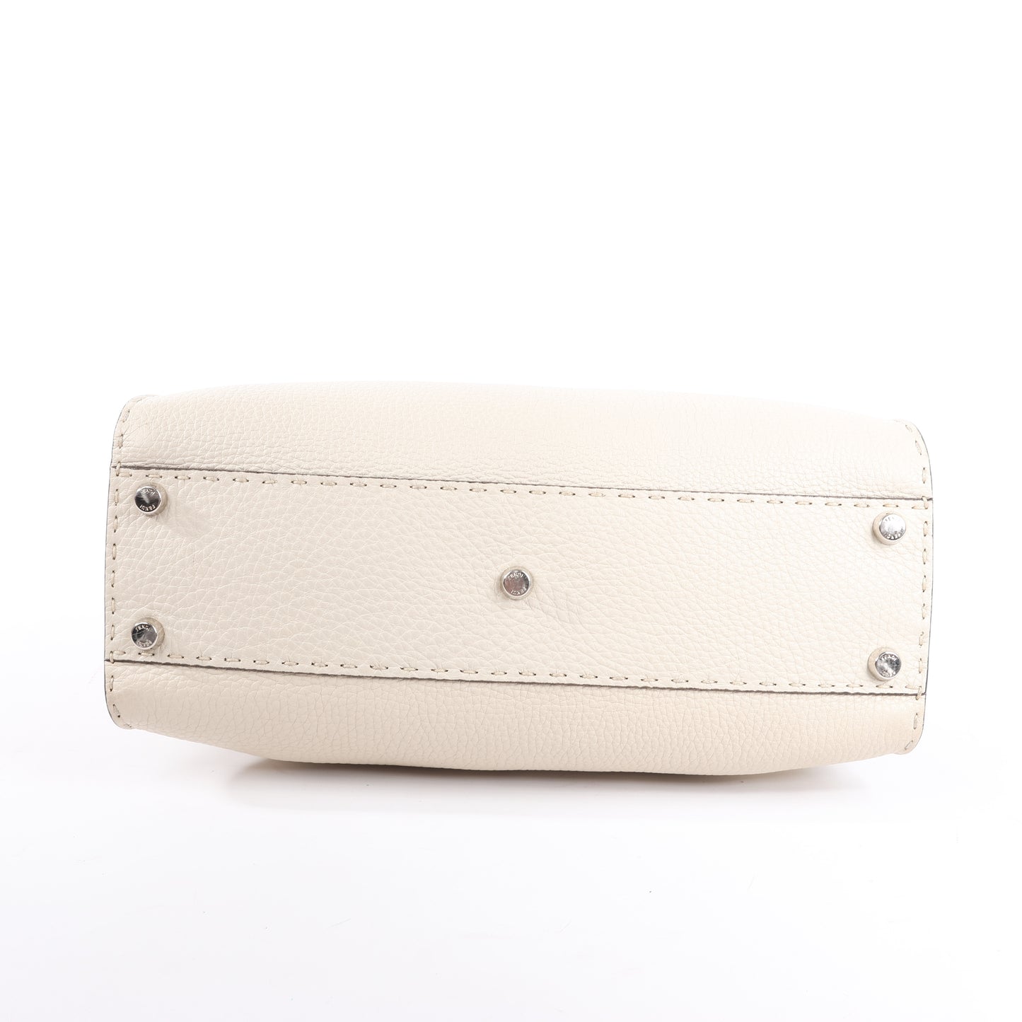 Sac à main Fendi Peekaboo Regular Selleria en cuir beige 8BN290