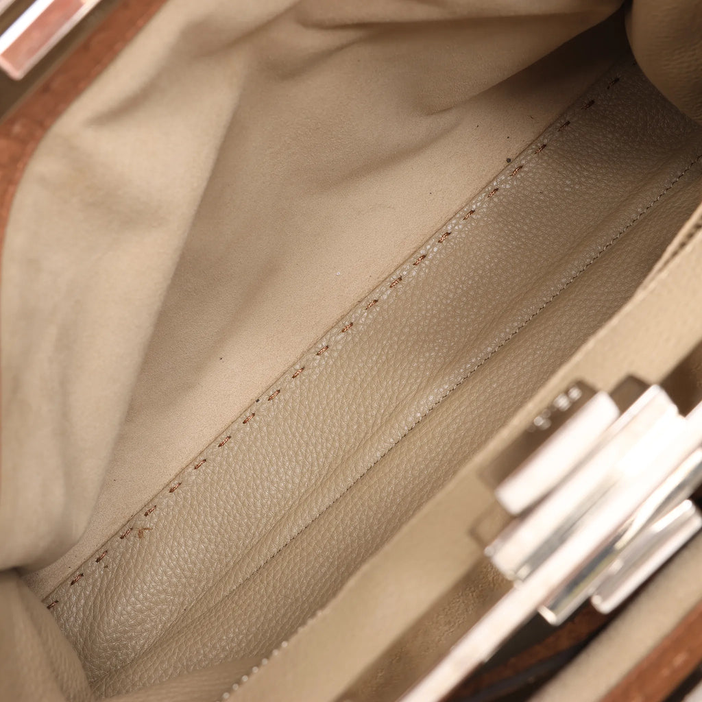 Fendi Peekaboo Regular Selleria Leather 2way Handbag in Beige 8BN226