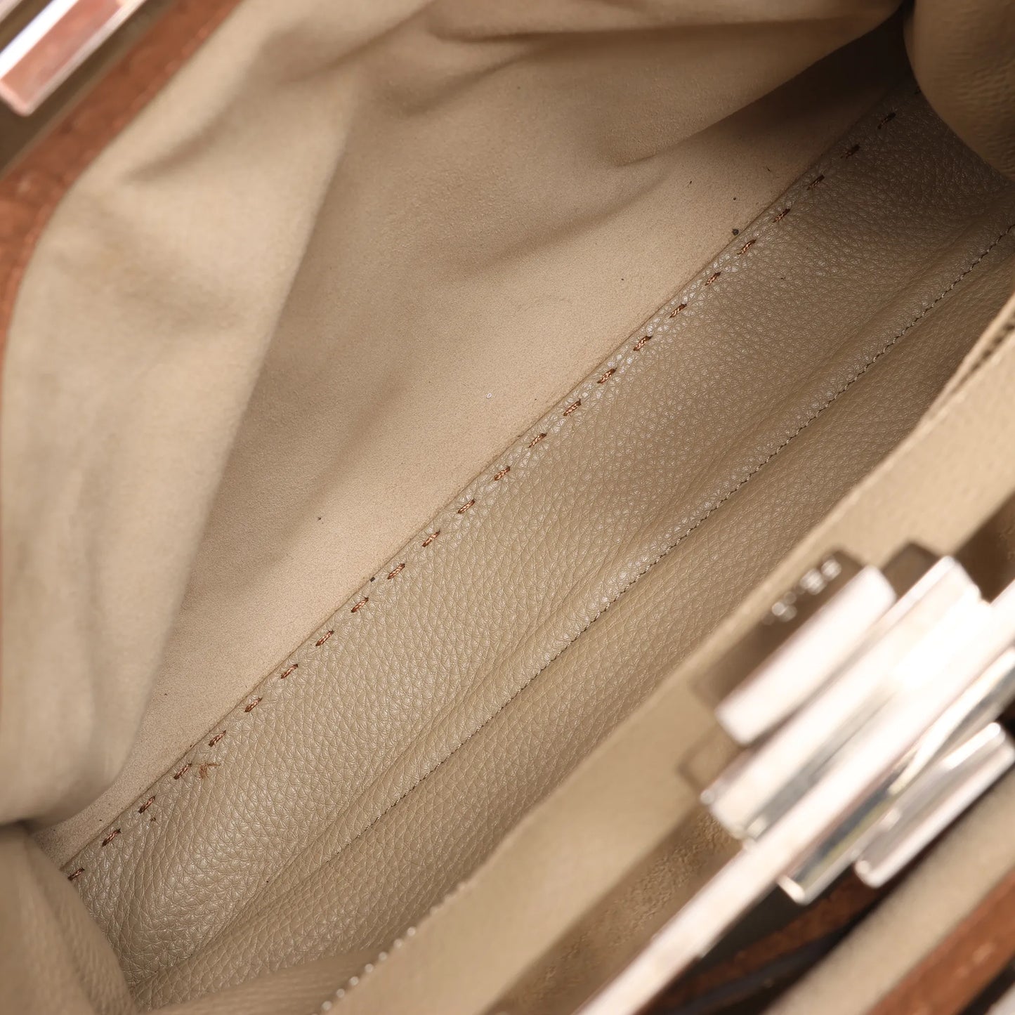 Fendi Peekaboo Regular Selleria Leather 2way Handbag in Beige 8BN226