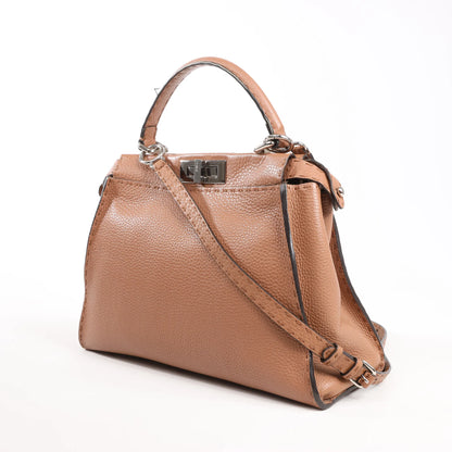 Fendi Peekaboo Regular Selleria Leather 2way Handbag in Beige 8BN226