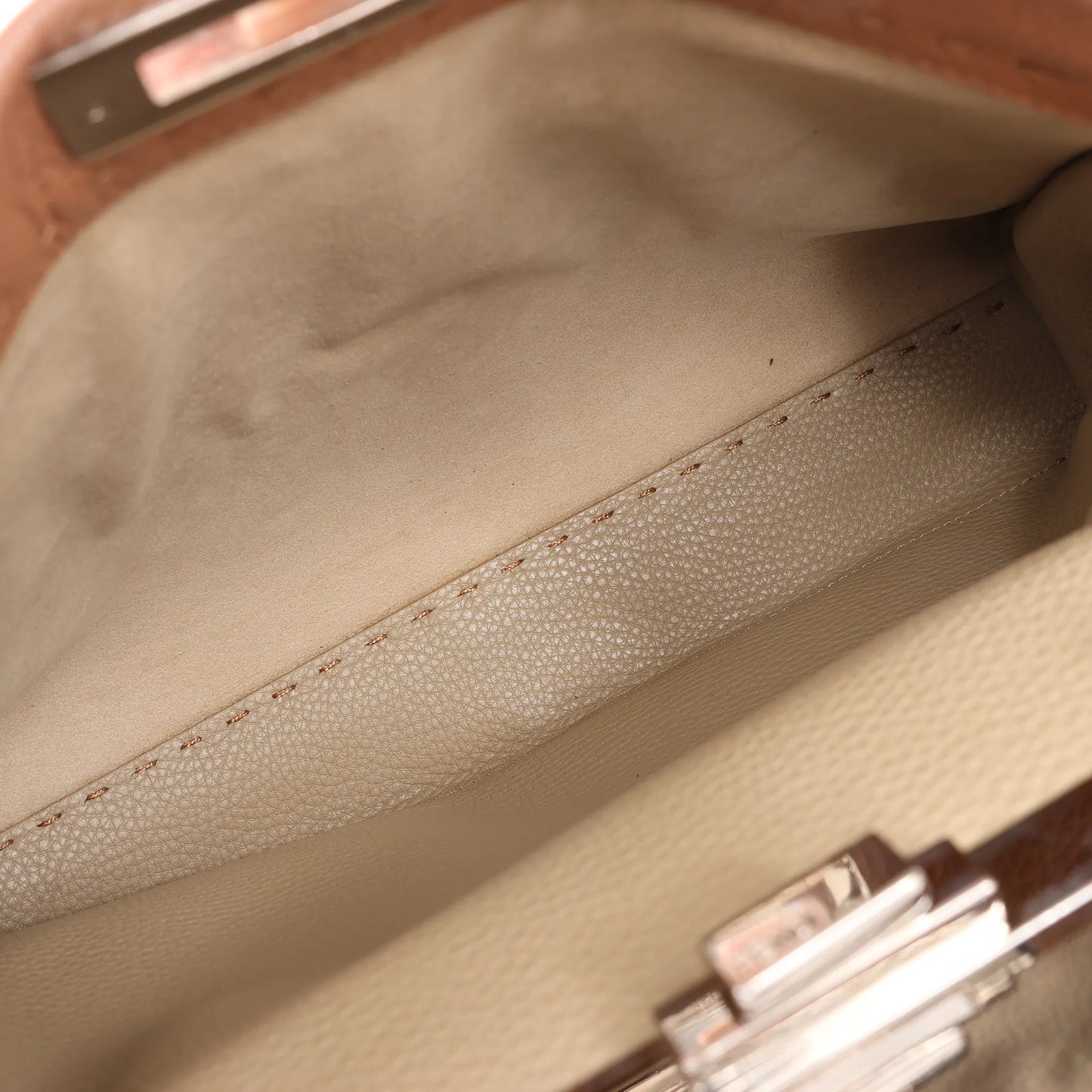 Fendi Peekaboo Regular Selleria Leather 2way Handbag in Beige 8BN226