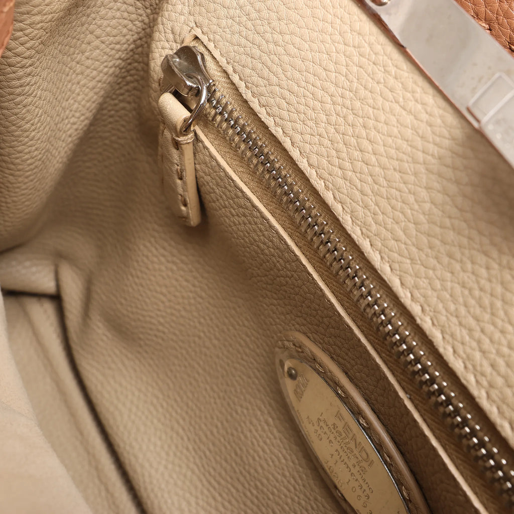 Fendi Peekaboo Regular Selleria Leather 2way Handbag in Beige 8BN226