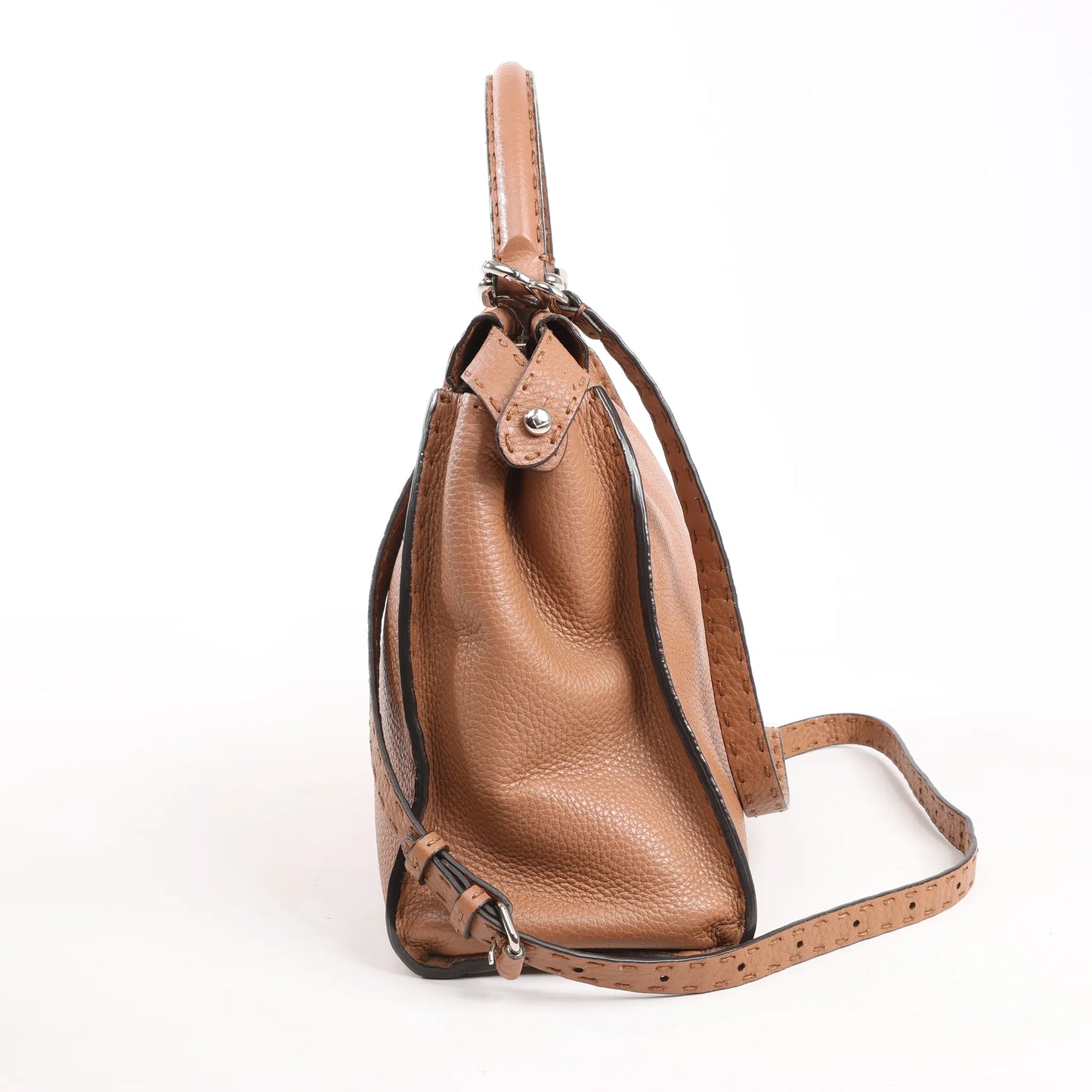 Fendi Peekaboo Regular Selleria Leather 2way Handbag in Beige 8BN226