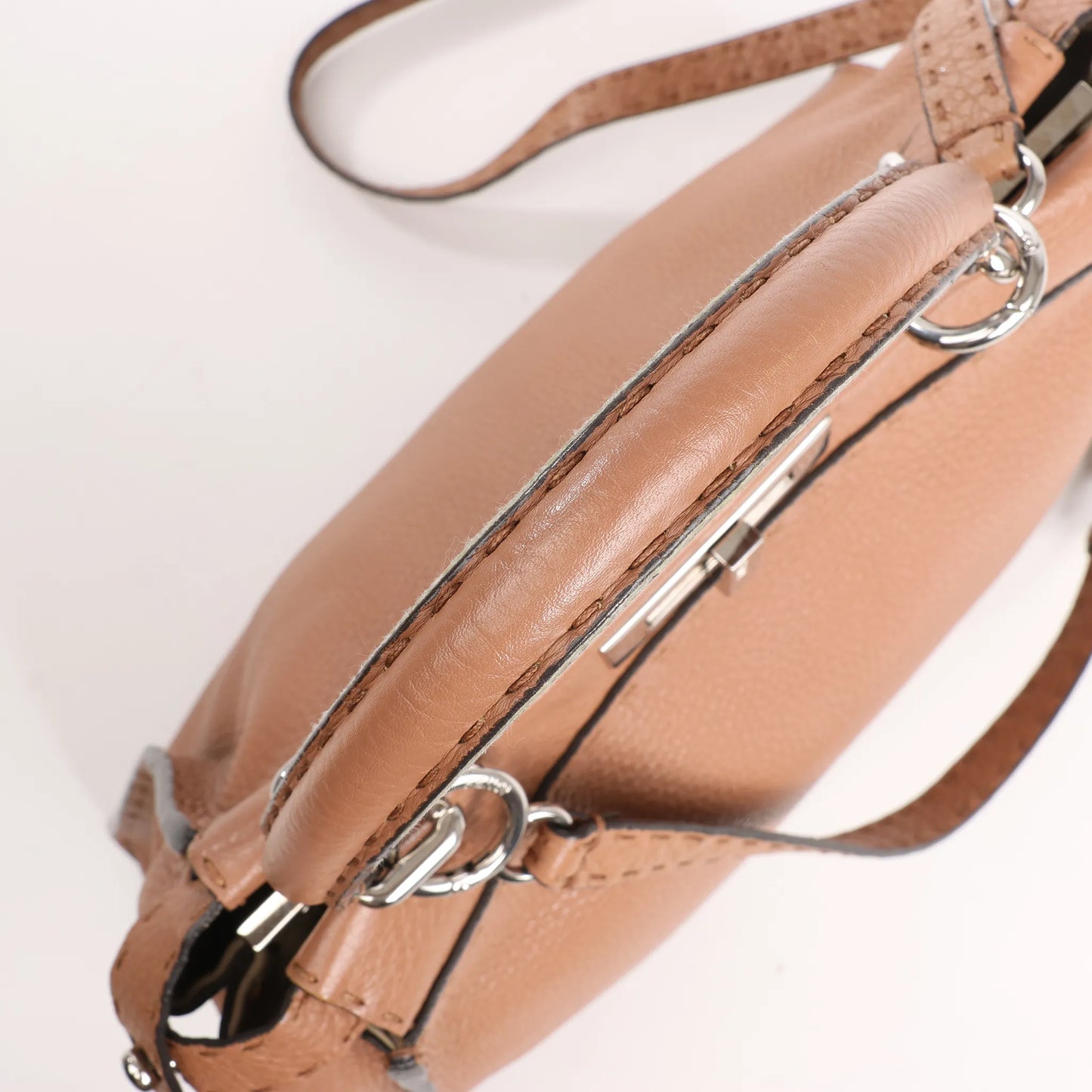 Fendi Peekaboo Regular Selleria Leather 2way Handbag in Beige 8BN226