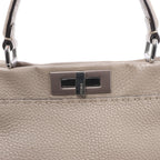 Fendi Peekaboo Regular Selleria Leather Handbag in Greige 8BN290
