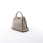Fendi Peekaboo Regular Selleria Leather Handbag in Greige 8BN290