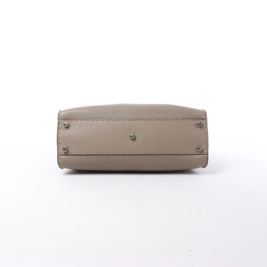 Fendi Peekaboo Regular Selleria Leather Handbag in Greige 8BN290