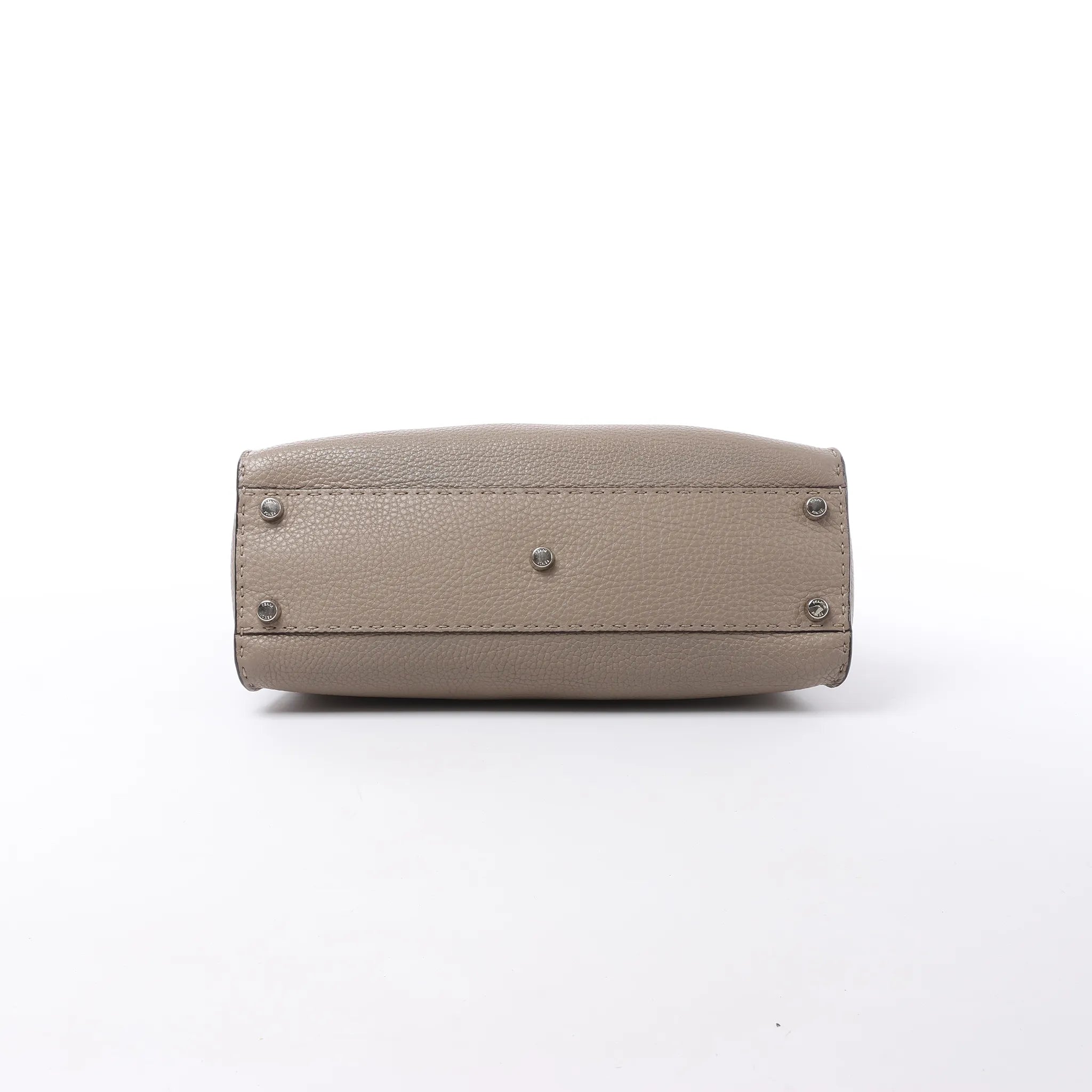 Fendi Peekaboo Regular Selleria Leather Handbag in Greige 8BN290