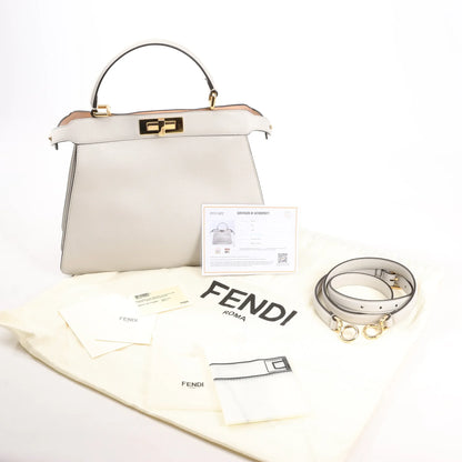 Fendi Peekaboo Medium Leather 2Way Handbag in Gray 8BN321