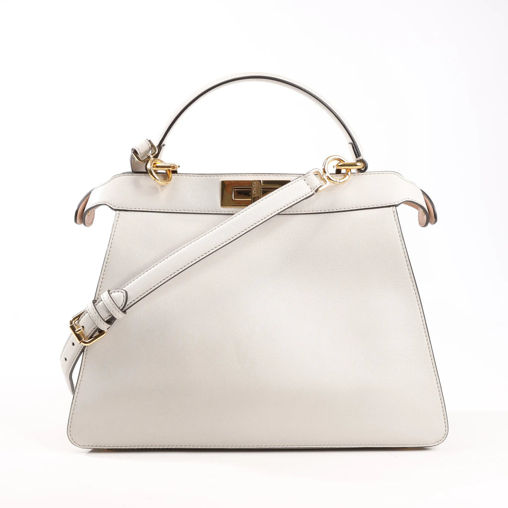 Fendi Peekaboo Medium Leather 2Way Handbag in Gray 8BN321