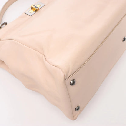 Grand sac à main Fendi Peekaboo en cuir beige poudré 8BN210