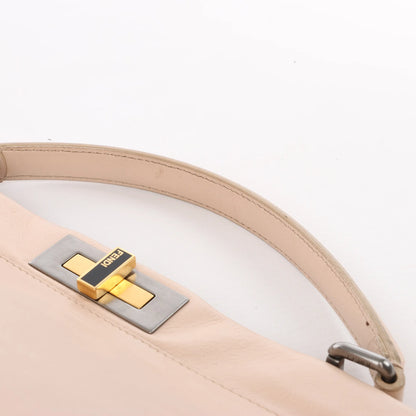 Grand sac à main Fendi Peekaboo en cuir beige poudré 8BN210