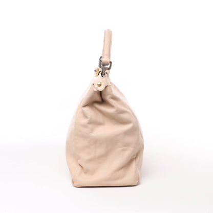 Grand sac à main Fendi Peekaboo en cuir beige poudré 8BN210