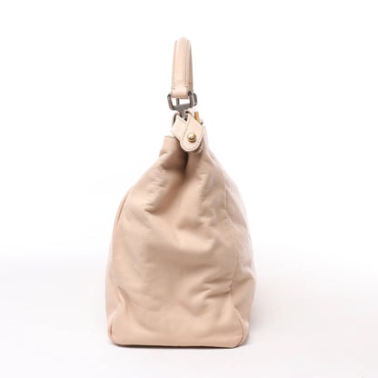 Grand sac à main Fendi Peekaboo en cuir beige poudré 8BN210
