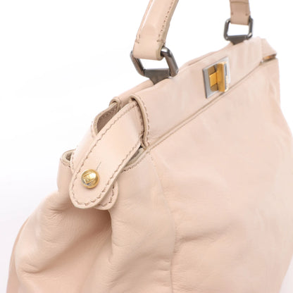 Grand sac à main Fendi Peekaboo en cuir beige poudré 8BN210