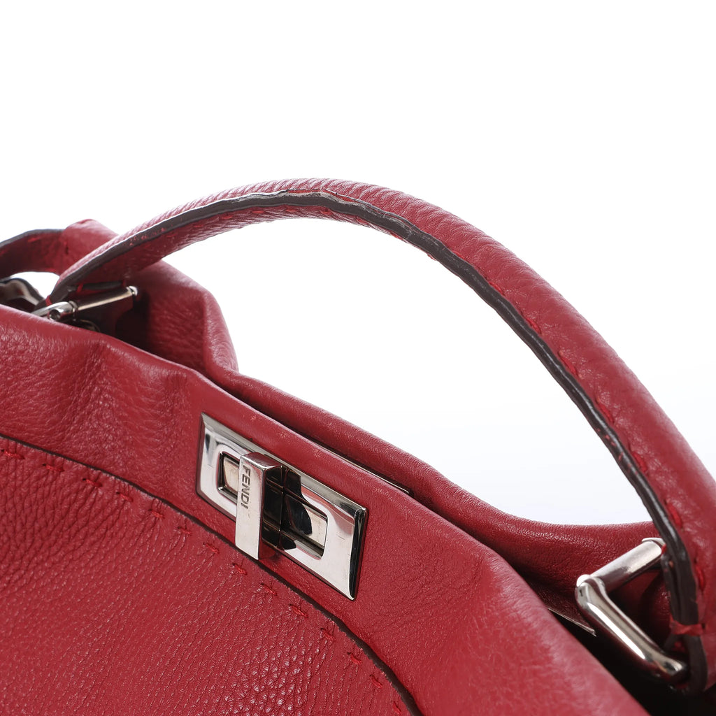 Fendi Peekaboo Large Selleria Leather 2Way Handbag in Red 8BN210