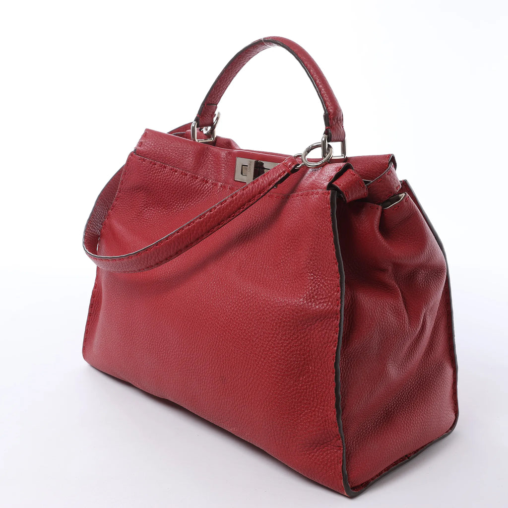 Fendi Peekaboo Large Selleria Leather 2Way Handbag in Red 8BN210