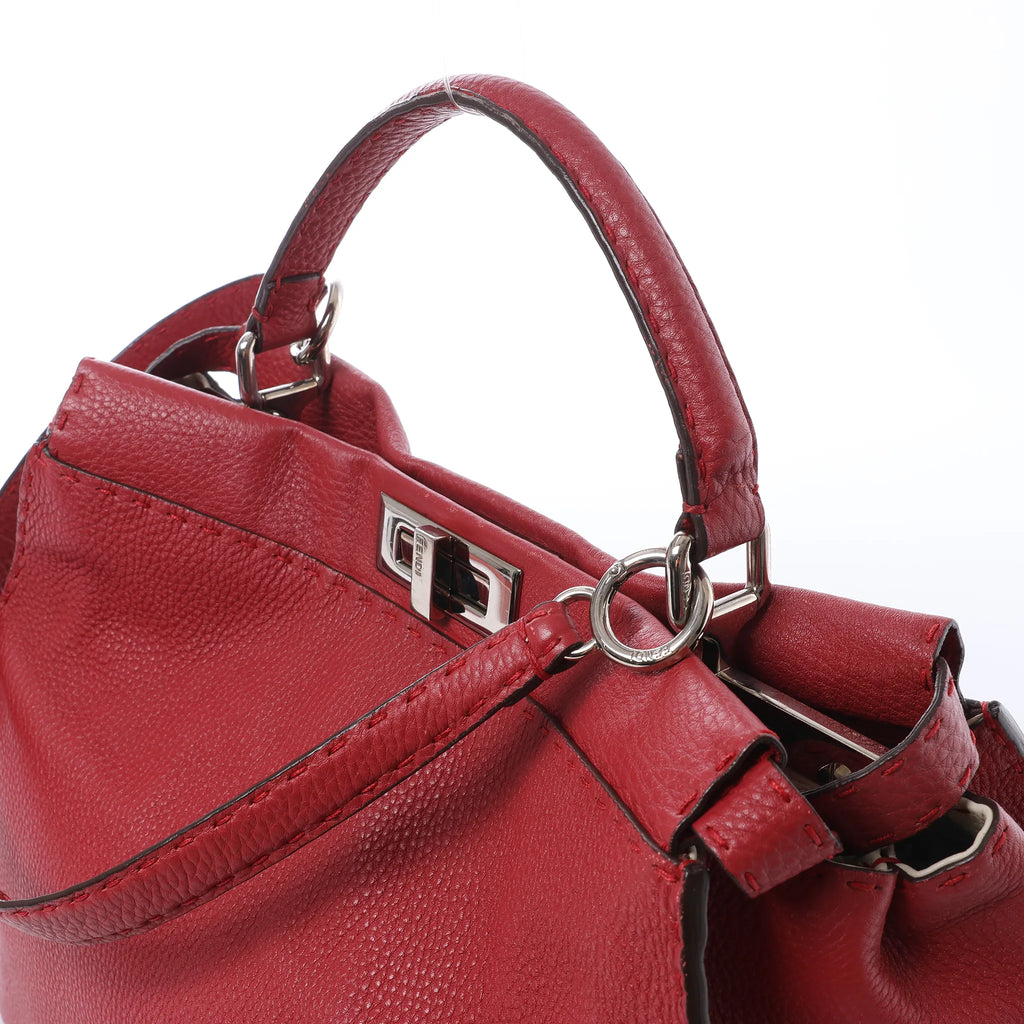 Fendi Peekaboo Large Selleria Leather 2Way Handbag in Red 8BN210